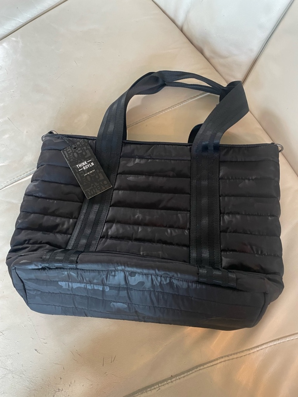 THINK ROYLN Black Quilted Duffel Tote